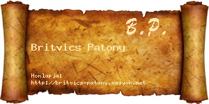 Britvics Patony névjegykártya